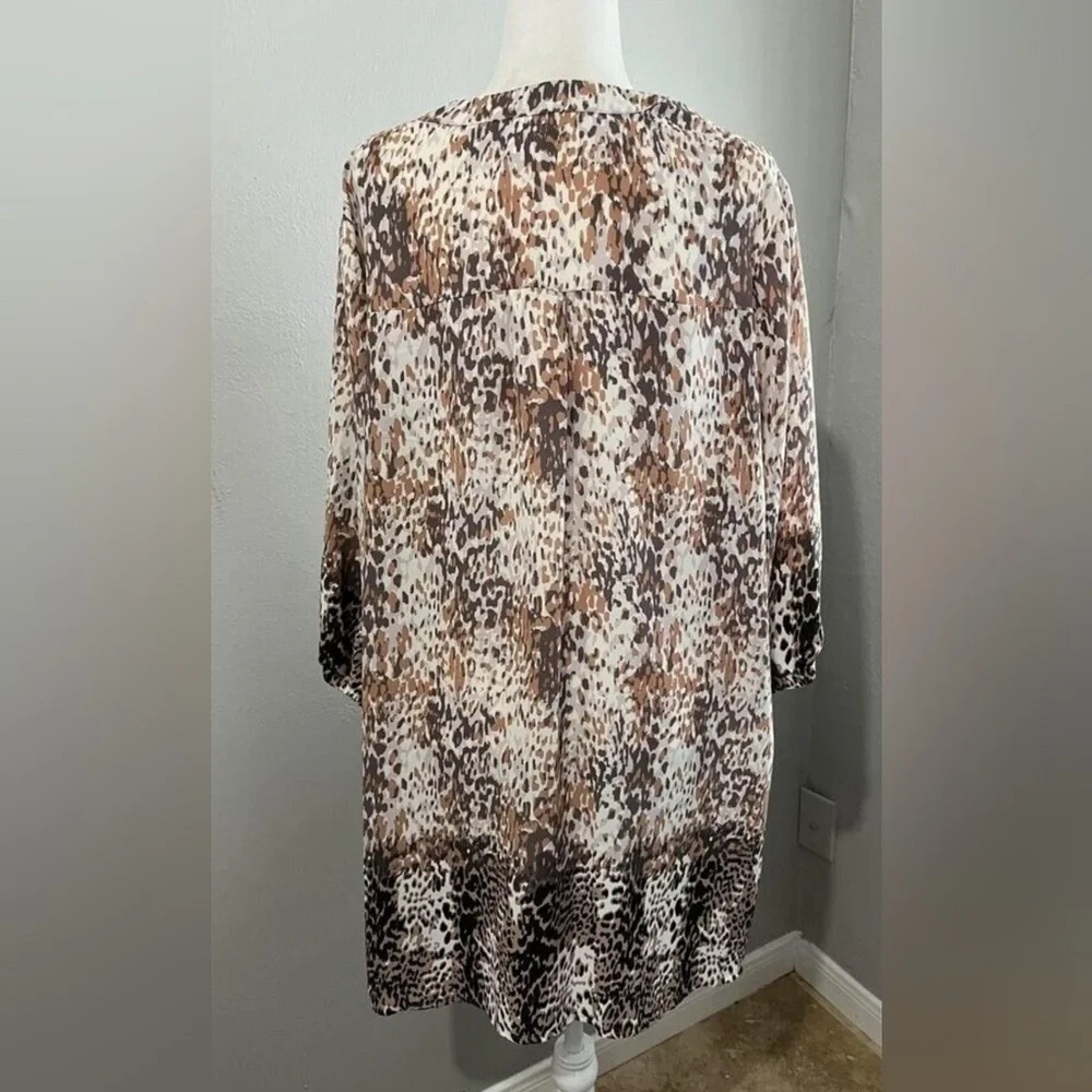 🚨NWOT Studio Woman JPR Tunic Blouse  Women 3X Animal Print 3/4 Sleeve - Picture 3 of 7